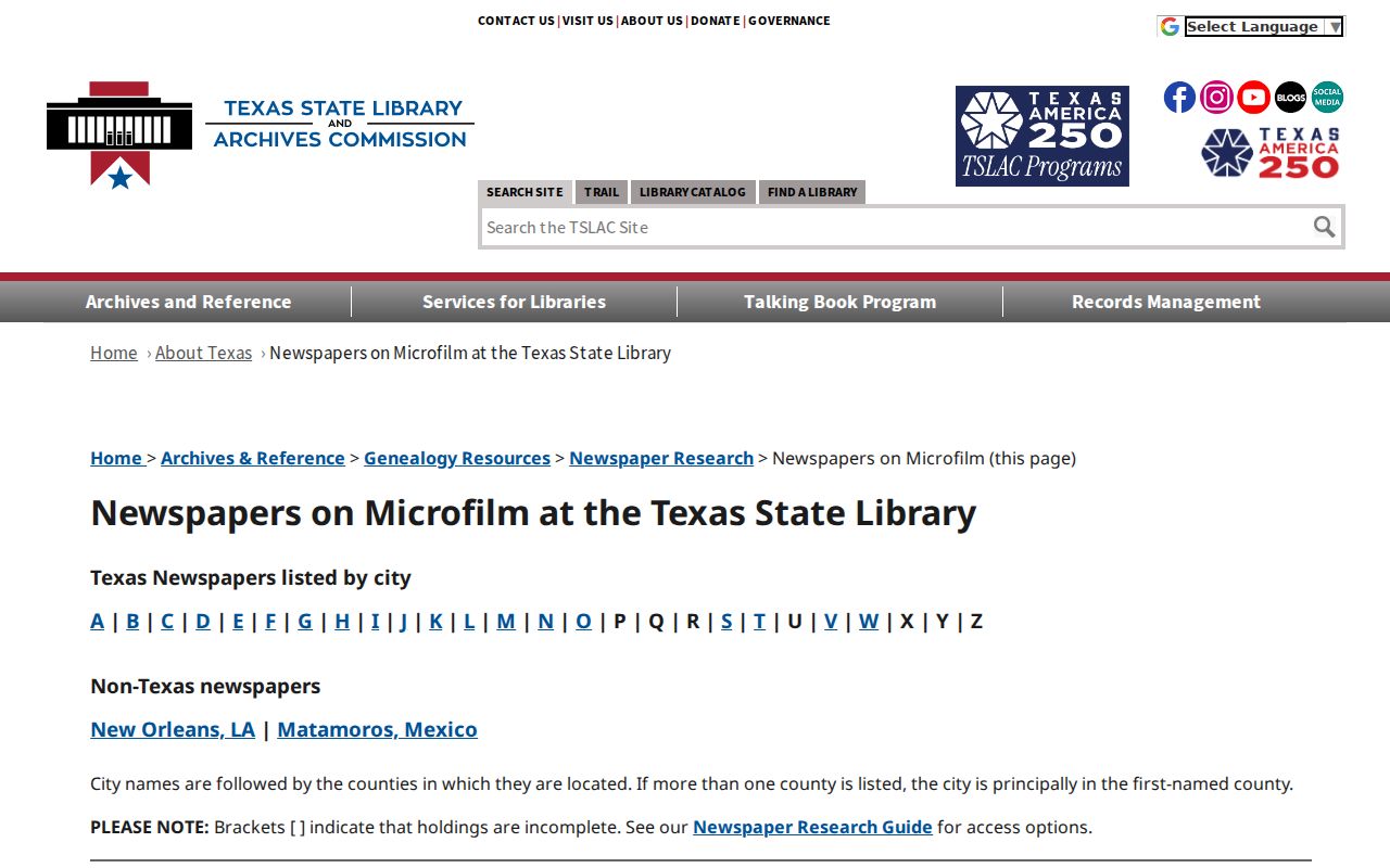 Amarillo city directory newspaper inventory at Texas State Library
