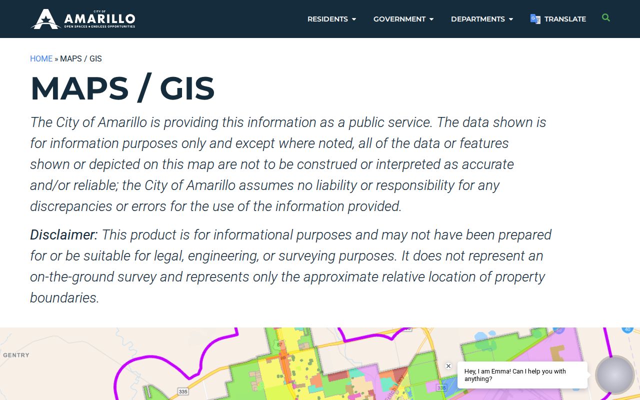 Amarillo residents directory City GIS parcel map