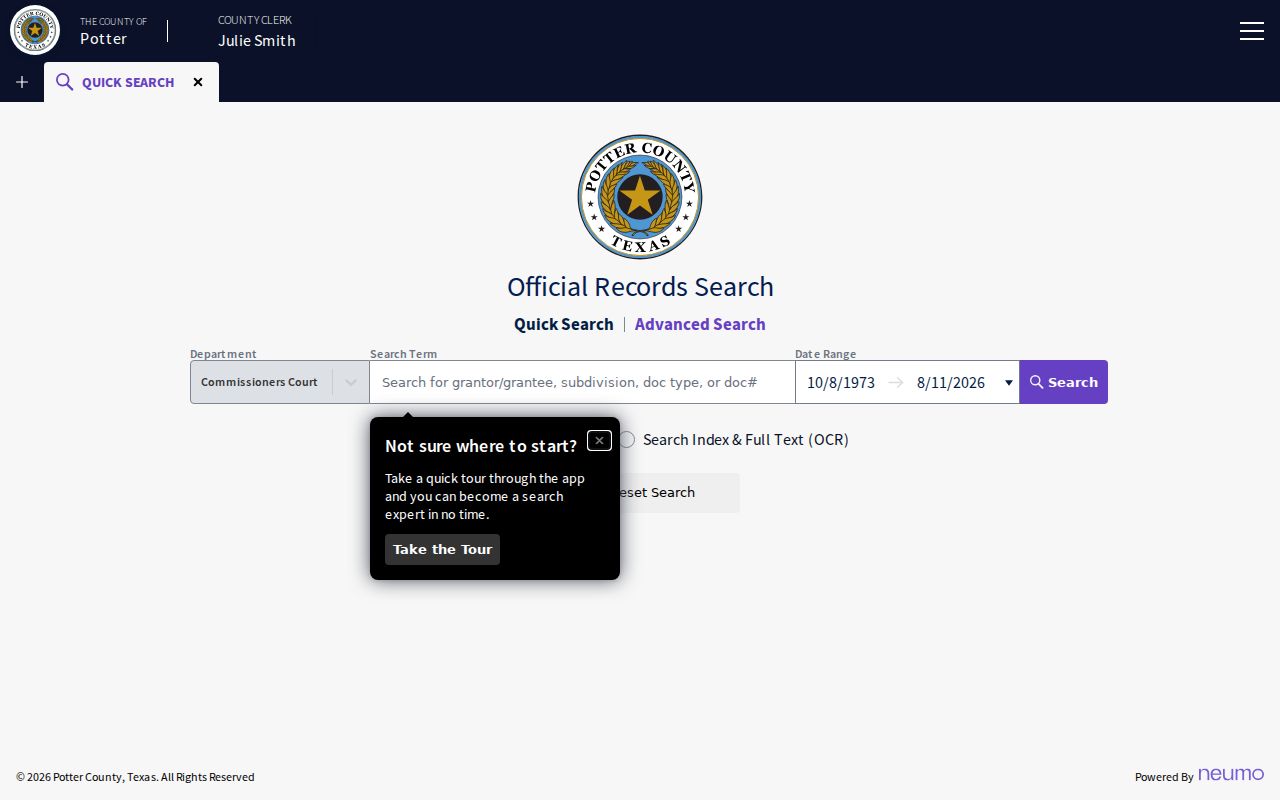 Amarillo residents directory Potter official records index