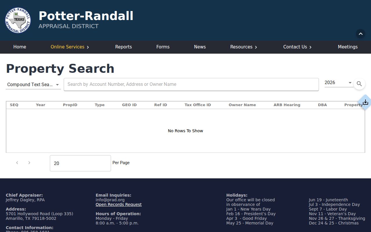 Amarillo residents directory PRAD property search