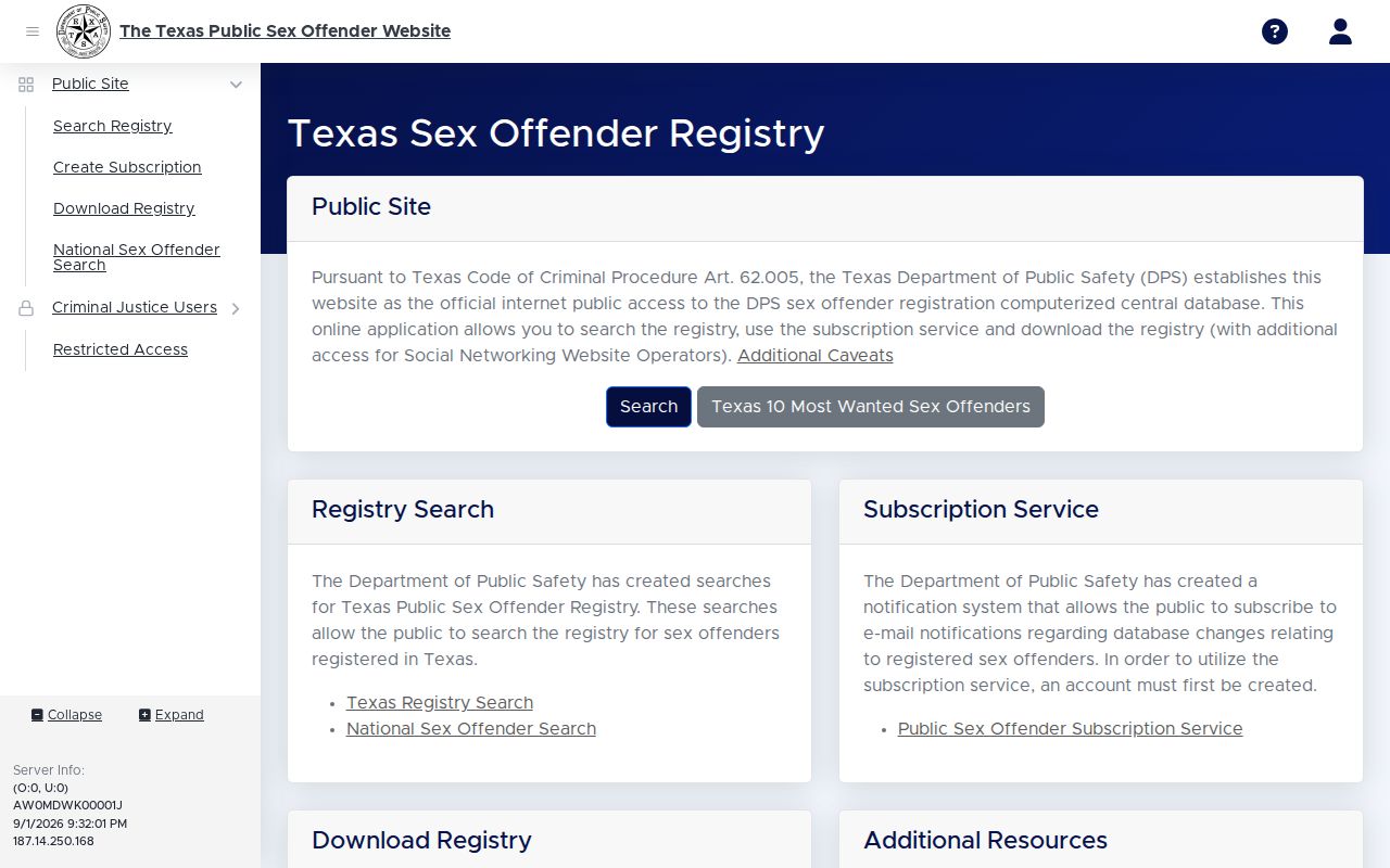 Amarillo residents directory Texas DPS registry source