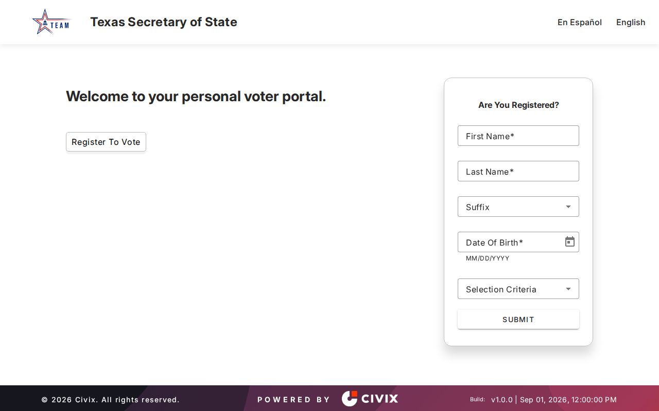 Amarillo resident lookup access point for Texas voter status